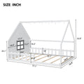 Full Size Wood House Bed With Window And Fence, White Old Sku: Wf304147Aak Box Spring Not Required Full White Wood Bedroom Pine Bed Frame Solid Wood Mdf