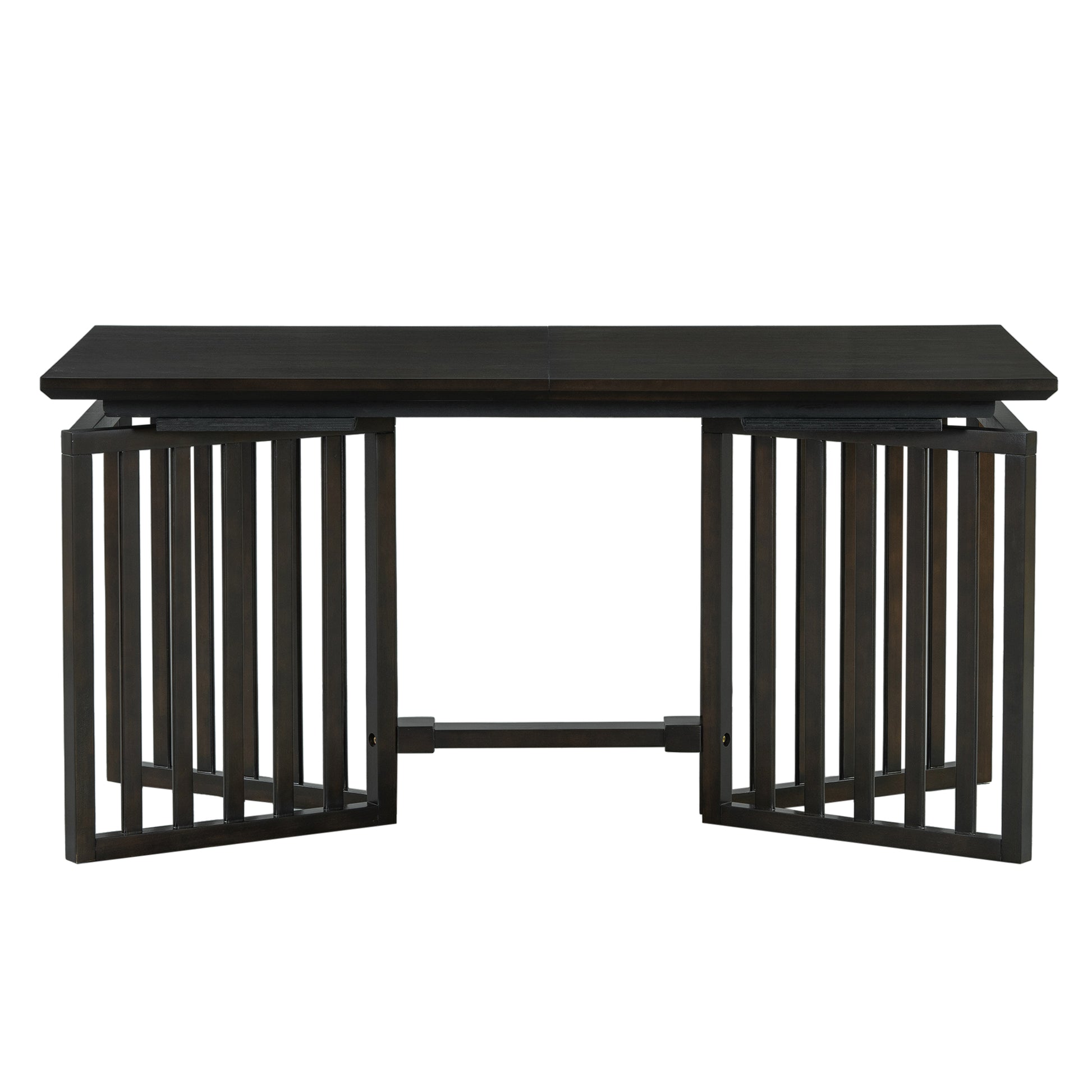 Farmhouse 9 Piece 83.9Inch Extendable Dining Table Set With 2 12 Inch Removable Leaves And 8 Upholstered Dining Chairs, Espresso Wood Dining Room Solid Wood Rubberwood Rectangular Dining Table With Chair Upholstered Chair Wood Espresso Seats 8 Removable