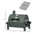 Outsunny Charcoal Bbq Grill With 235 Sq.In. Cooking Area, Tabletop Outdoor Barbecue With Ash Catcher And Built In Thermometer For Patio, Backyard, Camping, Picnic, Dark Green Green Steel