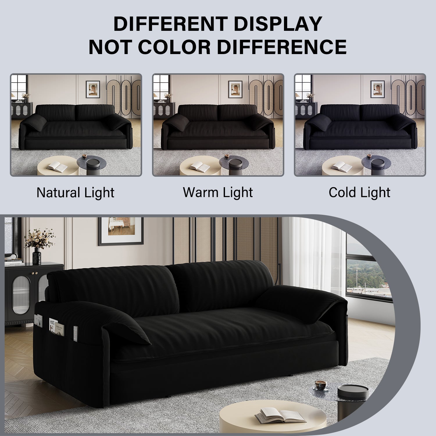 63.8" Queen Pull Out Sofa Bed, 3 In 1 Convertible Sleeper Sofa With Side Storage,Multi Functional Velvet Loveseat Bed For Living Room,Bedroom,Apartment,Office,Black Old Sku:W1885P151441 W1885P154638