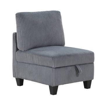 Modern Living Room Furniture Dark Gray Armless Chair With Storage Corduroy Fabric Upholstery 1Pc Modular Armless Chair Dark Gray Primary Living Space Contemporary,Modern Solid Wood