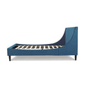 Aspen Vertical Tufted Modern Headboard Platform Bed Set, Queen, Satin Teal Blue Velvet Box Spring Not Required Queen Blue Wood Foam Velvet Velvet