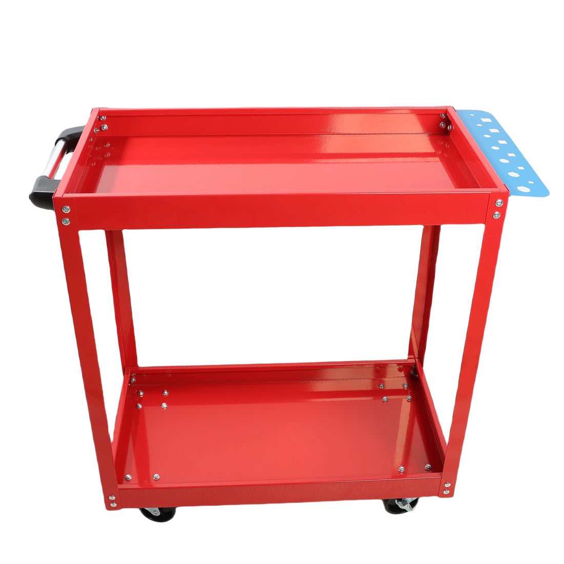 Tool Cart On Wheels, Heavy Duty Steel Utility Cart W Lockable Wheels, 400 Lbs Capacity Industrial Service Cart For Garage, Warehouse, Workshop Two Layer Bright Red Red Abs Steel Q235