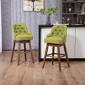 Coolmore Bar Stools Set Of 2 Counter Height Chairs With Footrest For Kitchen, Dining Room And 360 Degree Solid Wood Legs Swivel Bar Stools Set Of 2 Olive Linen Olive Foam Linen