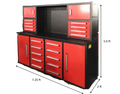 7' Garage Storage Cabinet With Workbench 18 Drawers & 4 Cabinets & Pegboard Red Steel