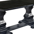 Transitional Style Dining Table With Trestle Base, Antique Black Black Solid Wood