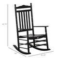 Outsunny Traditional Wooden High Back Rocking Chair For Porch, Indoor Outdoor, Black Black Wood