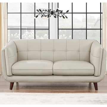 Solana Leather Loveseat Beige Down Filling Genuine Leather