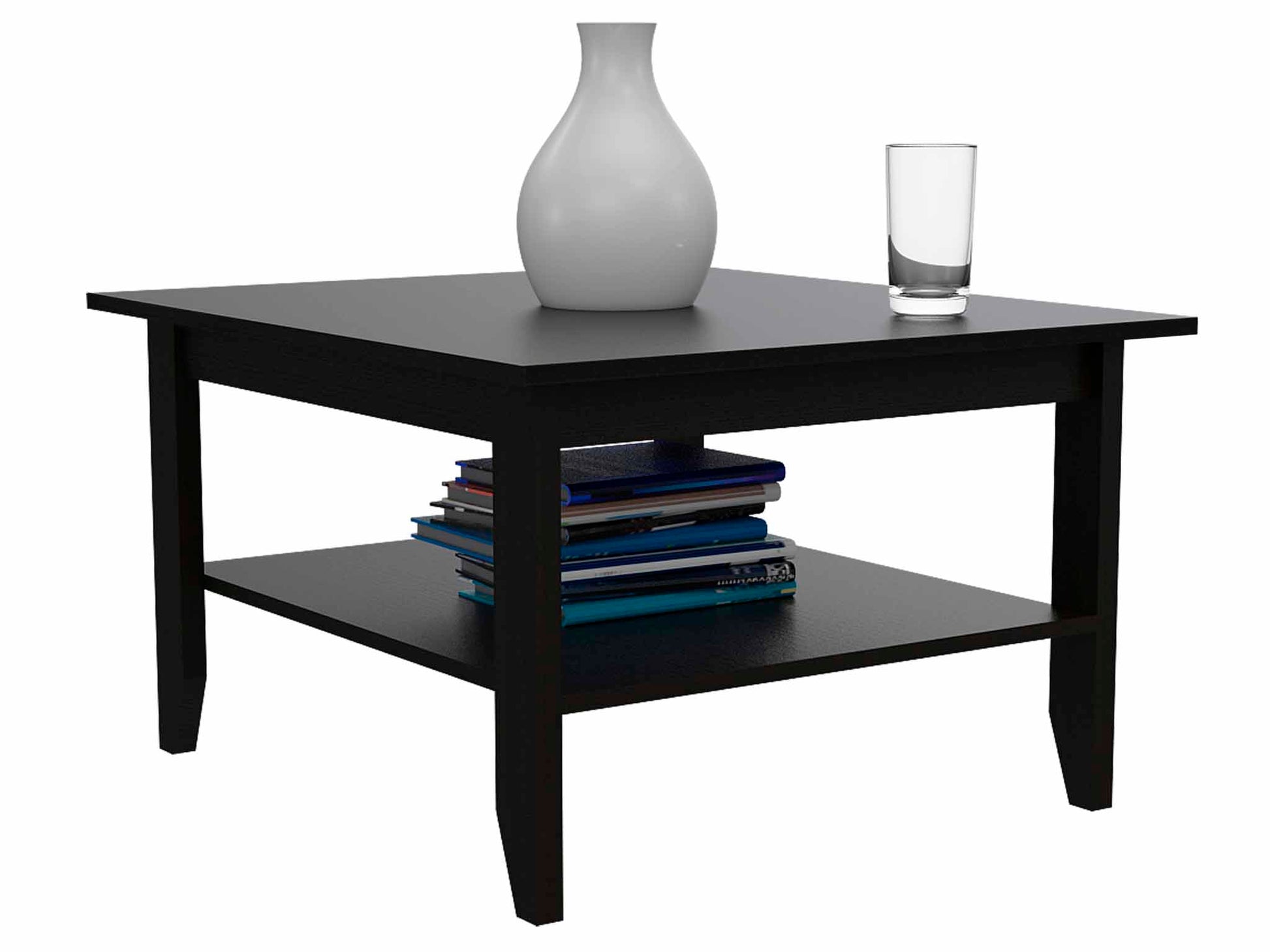 Sahara Coffee Table, Four Legs, One Shelf, Black Black Particle Board Particle Board