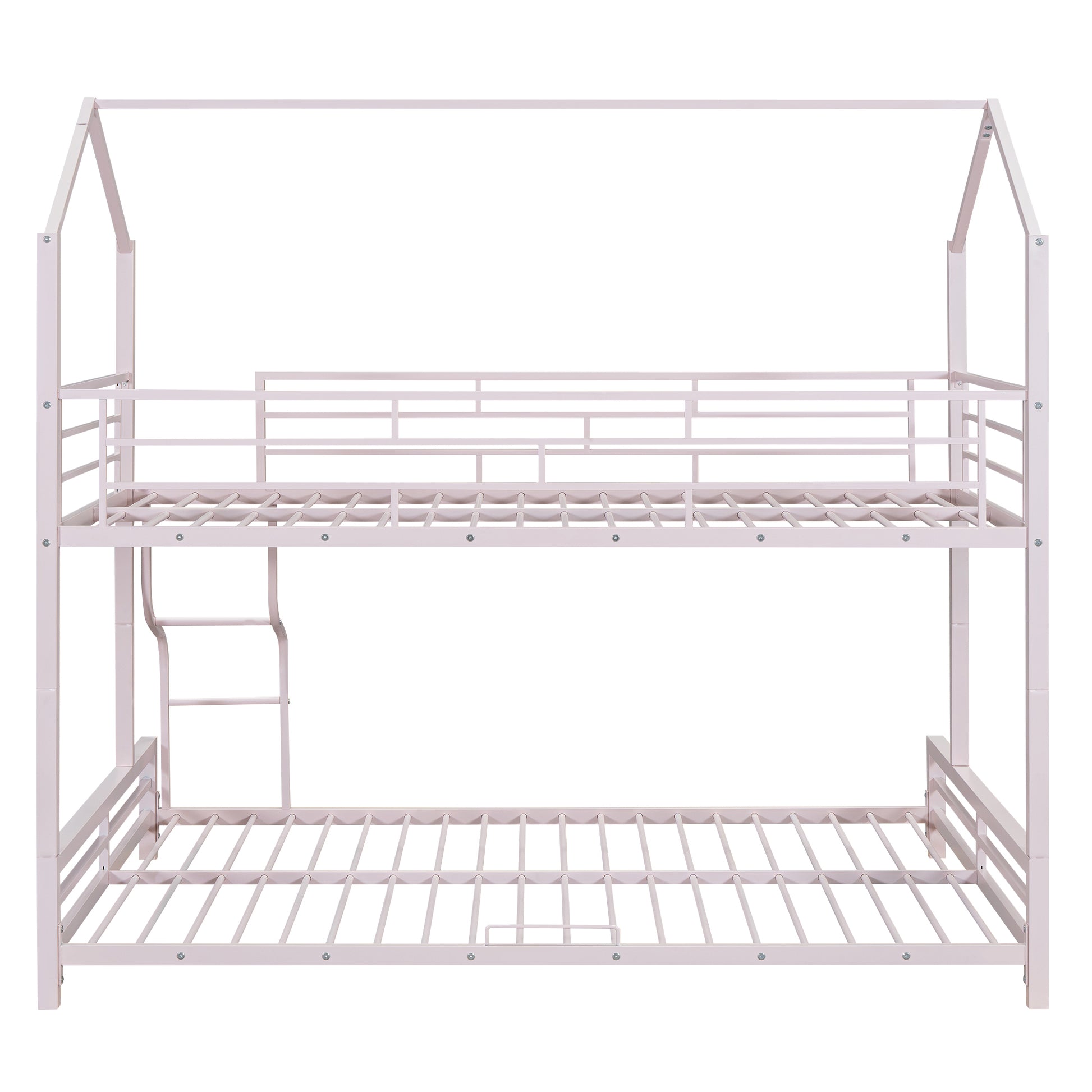 Metal House Bunk Bed, Twin Over Full, Pink Full Pink Metal