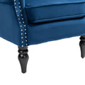 Coolmore Wood Frame Armchair, Modern Accent Chair Lounge Chair With Sturdy Wood Legs For Living Room Bedroom Navy Navy Foam Velvet