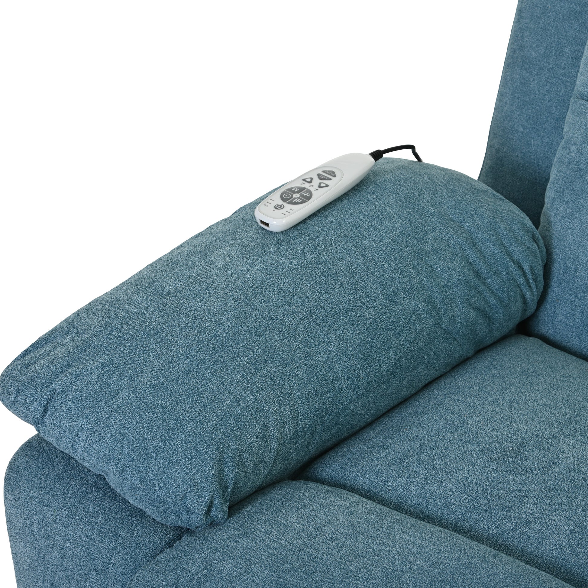Massage Recliner,Power Lift Chair For Elderly With Adjustable Massage And Heating Function,Recliner Chair With Infinite Position And Side Pocket For Living Room ,Blue Blue Foam Linen