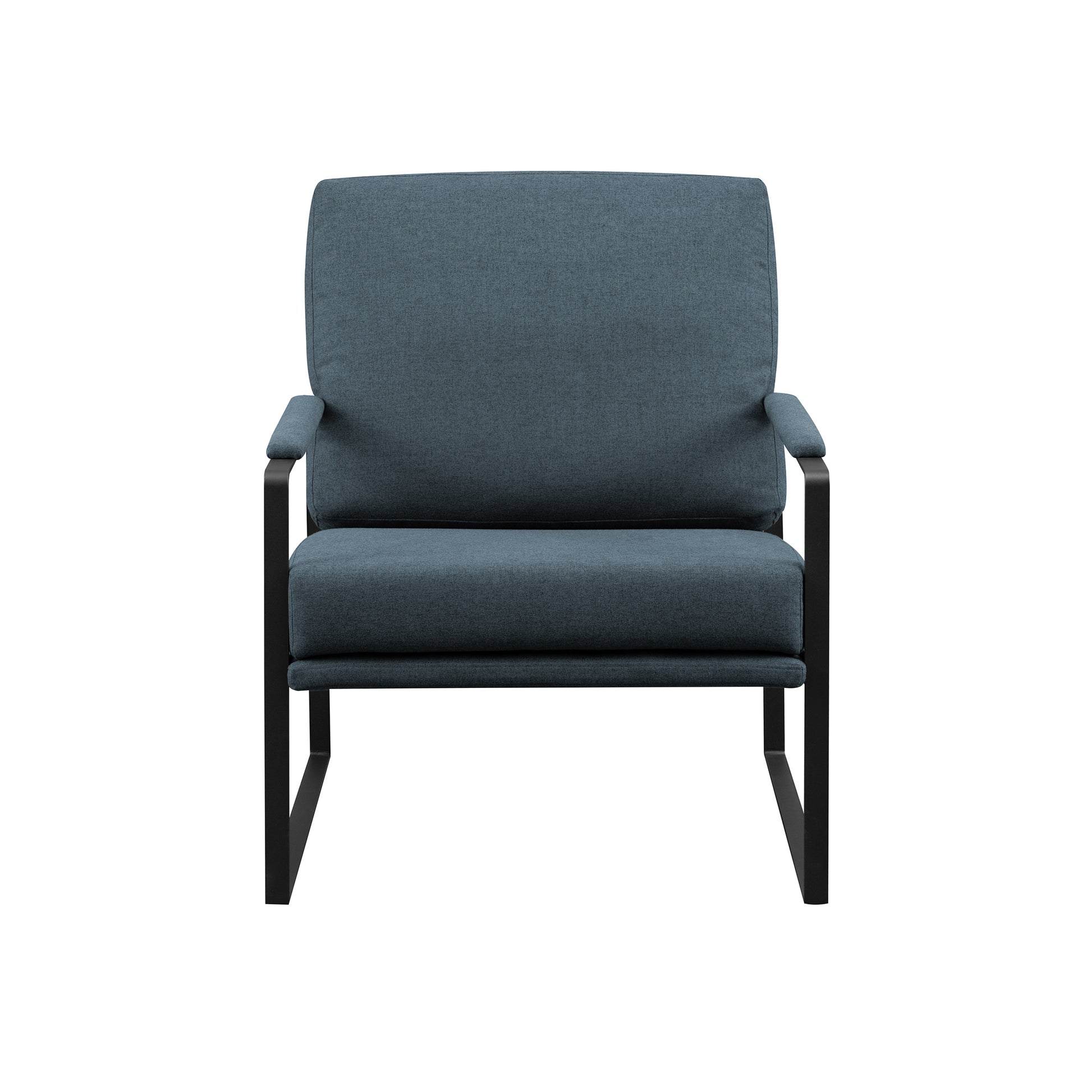Contemporary Square Metal Frame Accent Chair Indigo Blue Black Blue Steel