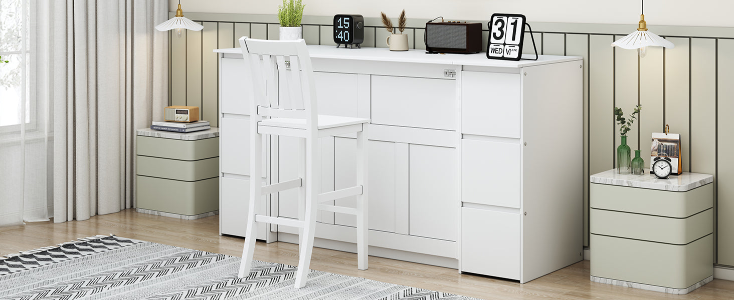 Twin Size Murphy Bed With Drawers, Cabinets And Usb Ports,White Twin White Mdf Lvl