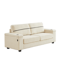 86.5 Inch Sofa Couch Deep Seat Sofa With Two Storage Spaces, T Pyce Charging Portsusb Charging Ports & 2 Cup ,Corduroy 3 Seater Couch, Modern Sofas For Living Room Beige Foam Corduroy 3 Seat