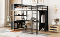 Metal Loft Bed With Wardrobe And L Shaped Desk, Full Size Loft Bed With Storage Cubes And Shelves, Heavy Duty Loft Bed For Kids Teens Adults, Black Pre Sale Date: August 10Th Full Black Metal