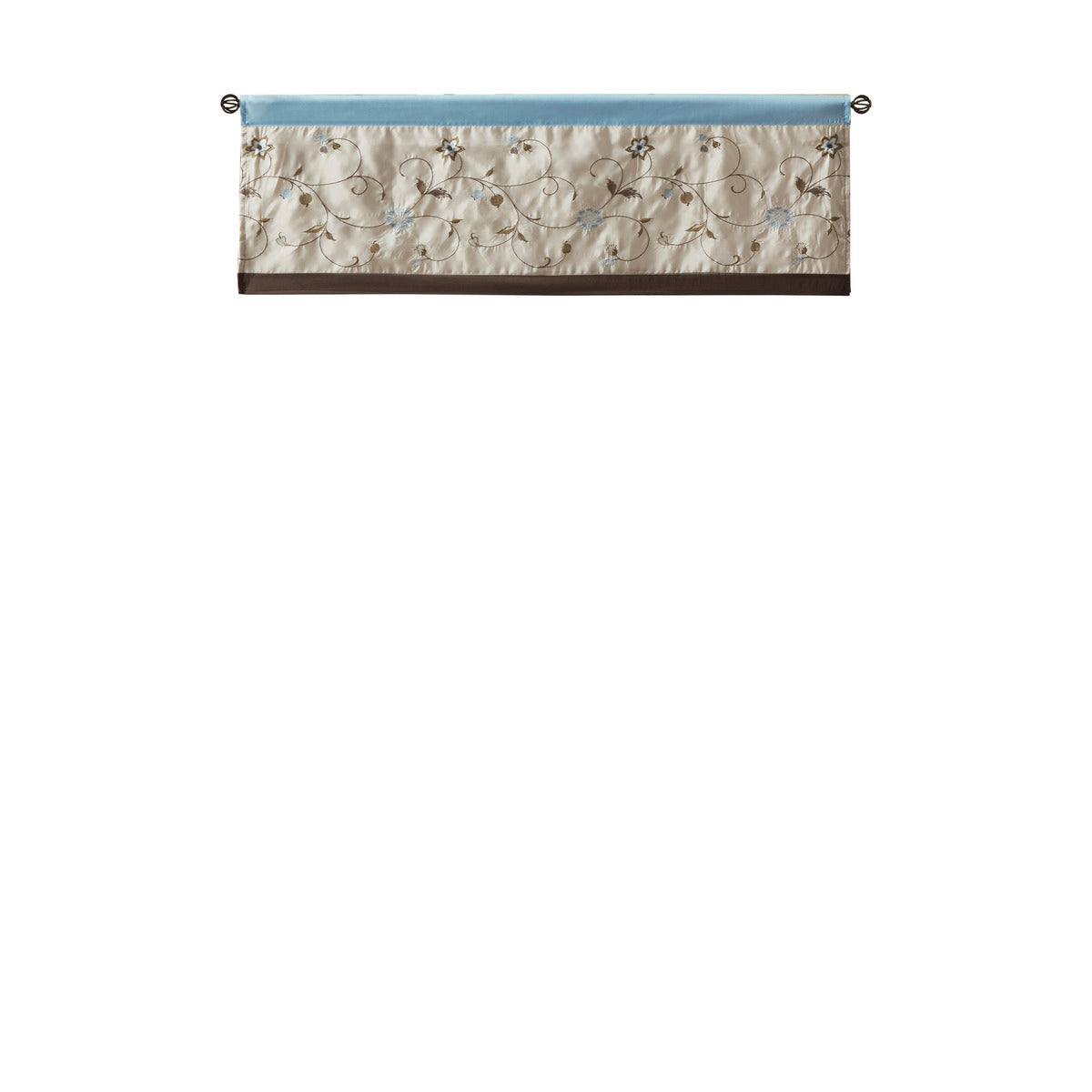 Embroidered Window Valance Blue 50X18" Blue Polyester