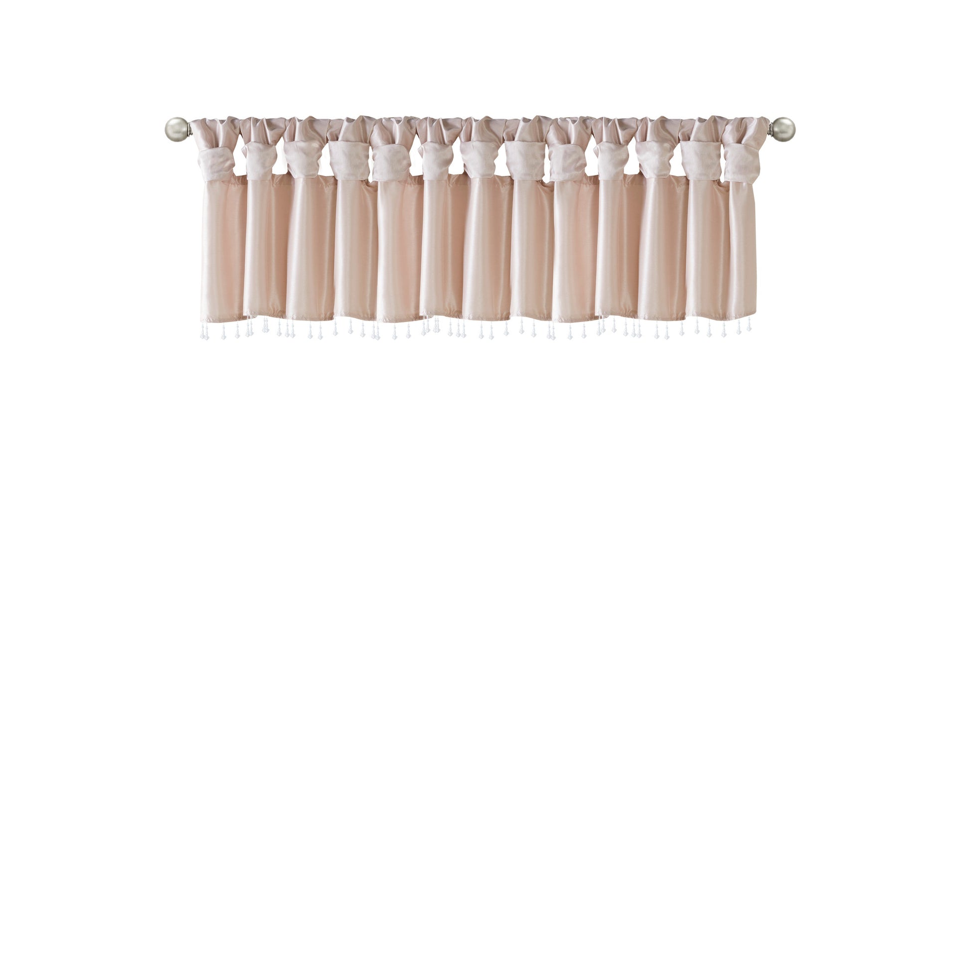 Lightweight Faux Silk Valance With Beads Blush 50X26" Blush Polyester