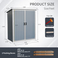 5X3Ft Outdoor Storage Shed Waterproof Resin Cabinet With Lockable Doors For Bikes And Patio Furniture Gray Plastic