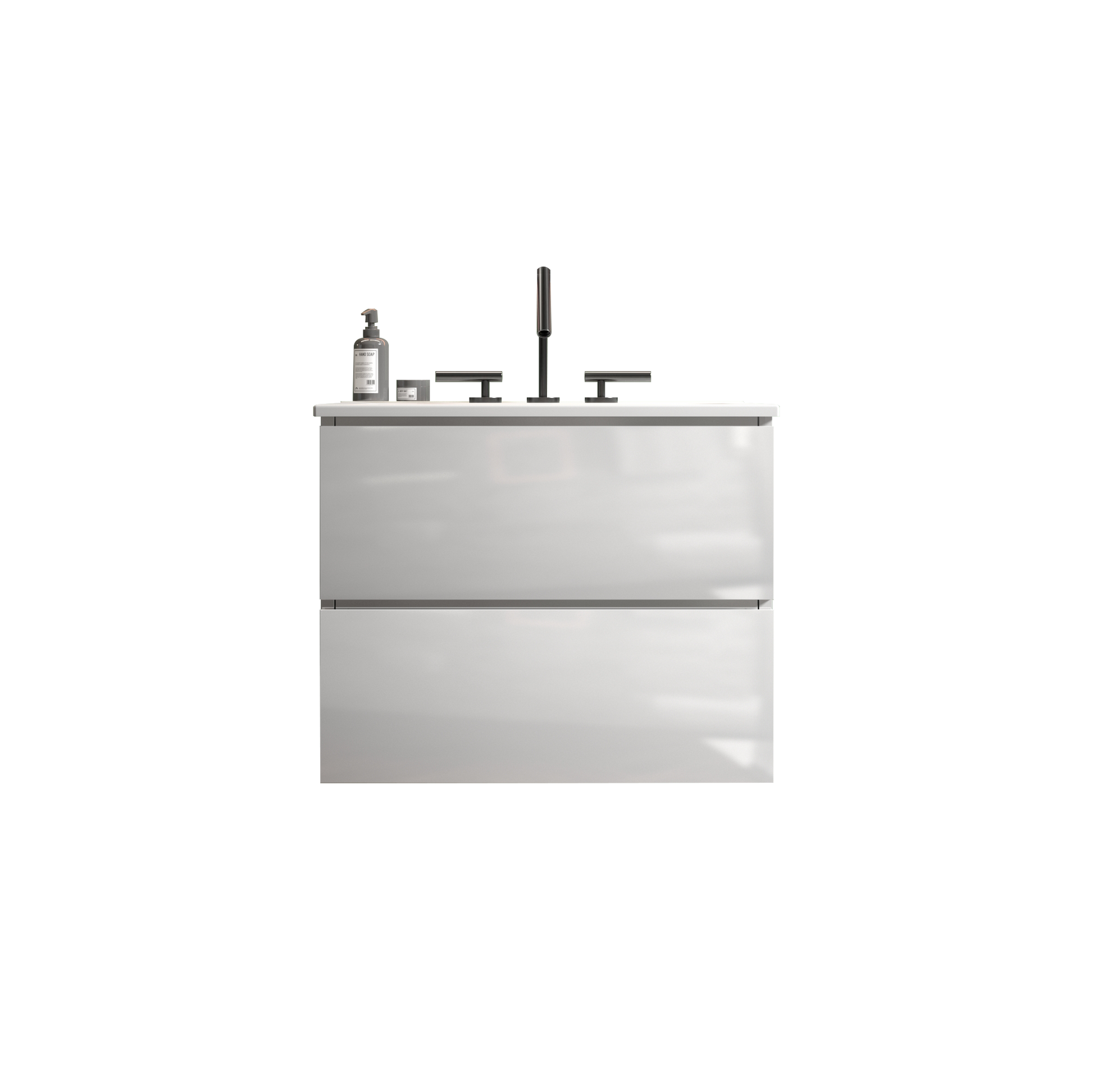Tia 24" Wall Mount White Glossy Bathroom Vanity With Ceramic Sink With Three Faucet Holes, Large Storage Floating Bathroom Vanity For Bathroom, One Piece Sink Basin Without Drain, Pre Assembled