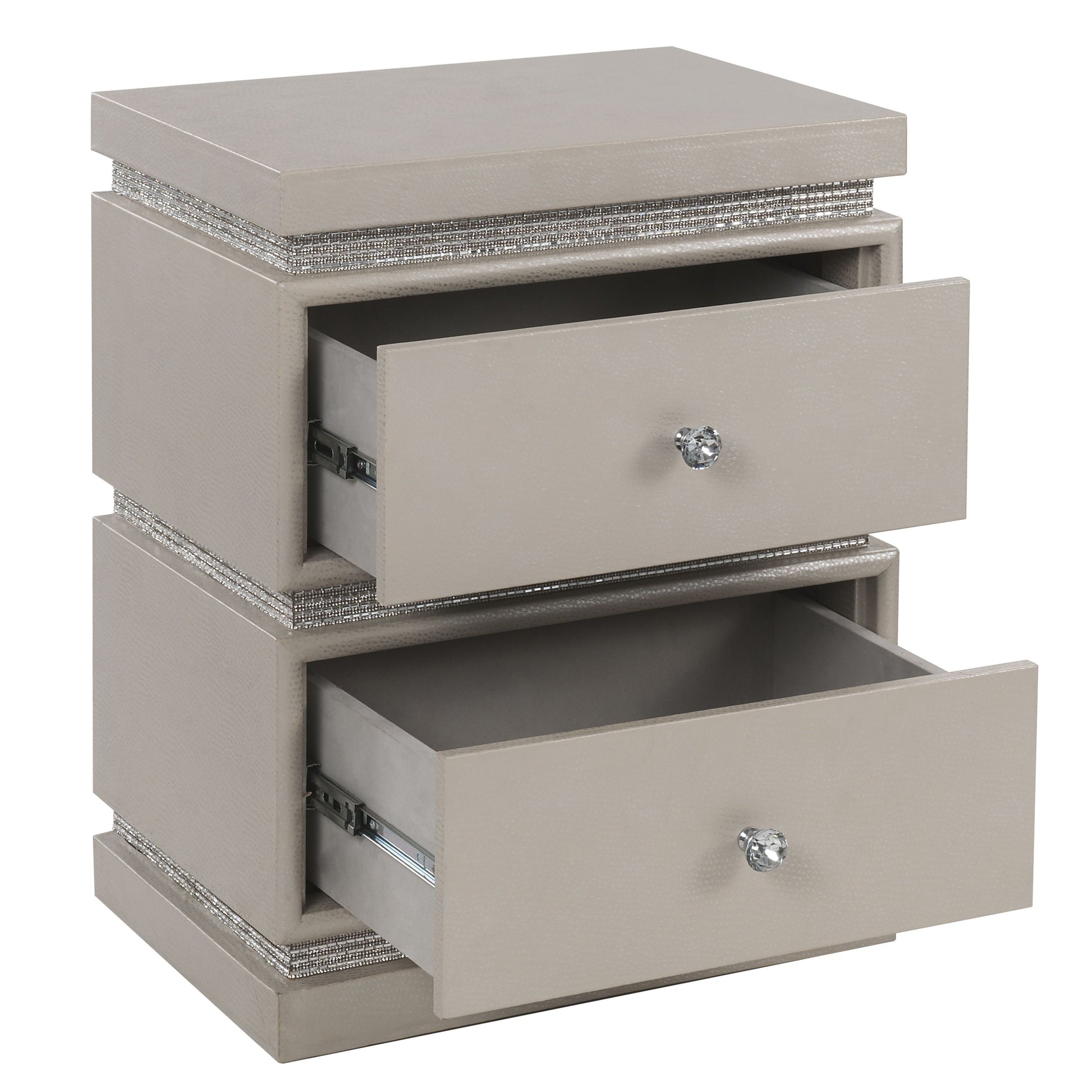 Ivory 2 Drawer Accent Table With Faux Diamonds Border Ivory Primary Living Space Traditional Drawers Rectangular Mdf