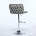 Swivel Barstools Adjusatble Seat Height With Chrome Base, Modern Pu Upholstered Bar Stools With The Whole Back Tufted, For Home Pub And Kitchen Island,Gray, Set Of 2 Gray American Design Bar Stools Set Of 2 Foam Pu Leather