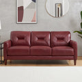 Mavis Leather Sofa Red Memory Foam Genuine Leather 3 Seat