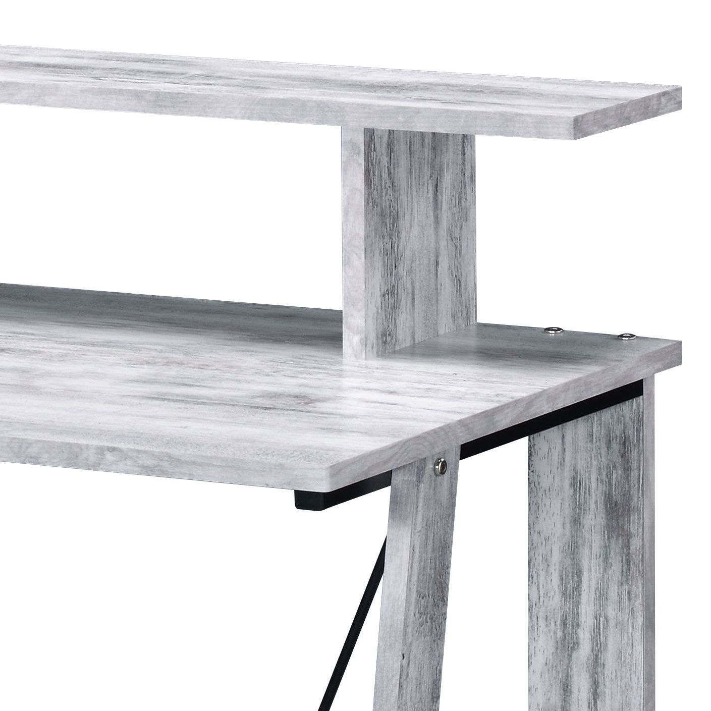 Nypho Antique White& Black Finish Writing Desk White Synthetic Wood