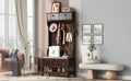 Hall Tree With 6 Hooks And Hinged Lid, Coat Hanger, Entryway Bench, Storage Bench, 3 In 1 Design, 69Inch, For Entrance, Hallway Brown Mdf
