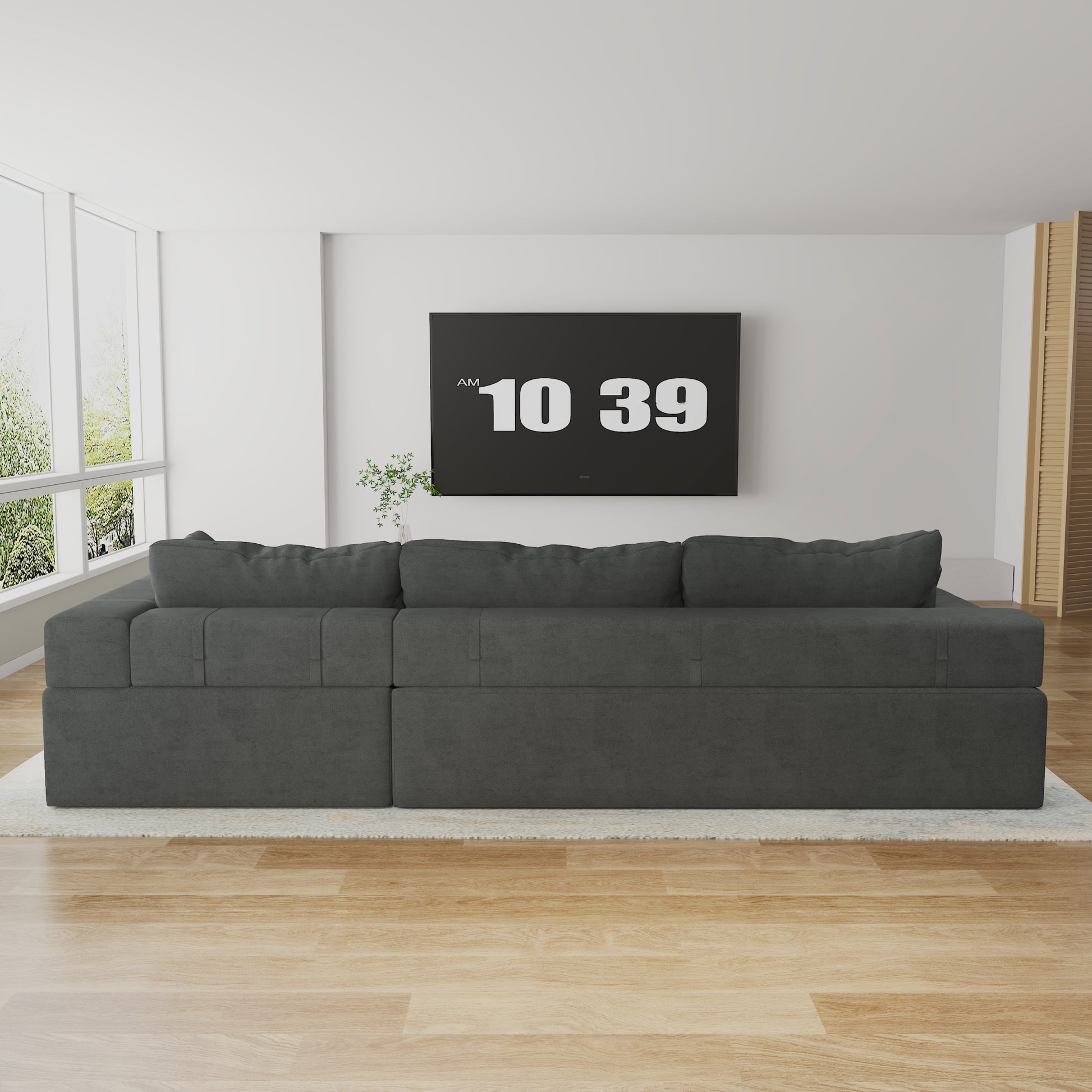 Modern Upholstered Sectional Sofa Couch Set,Modular 108" L Shaped Sectional Living Room Sofa Set With 6 Pillows,Free Combination Sofa Couch For Living Room,Bedroom Grey Foam Chenille 3 Seat