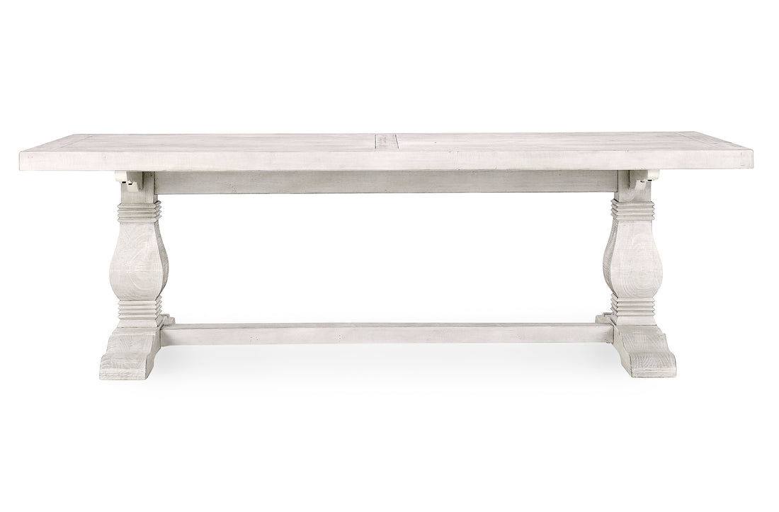 Caleb 94" Dining Table Distressed Ivory Antique White Pine