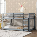 Solid Wooden, Solid Rubber Wooden Twin Over Twin Loft Bed With Ladder, With Bed Platform Of Strengthened Slatsgrey Twin Grey Rubber Wood