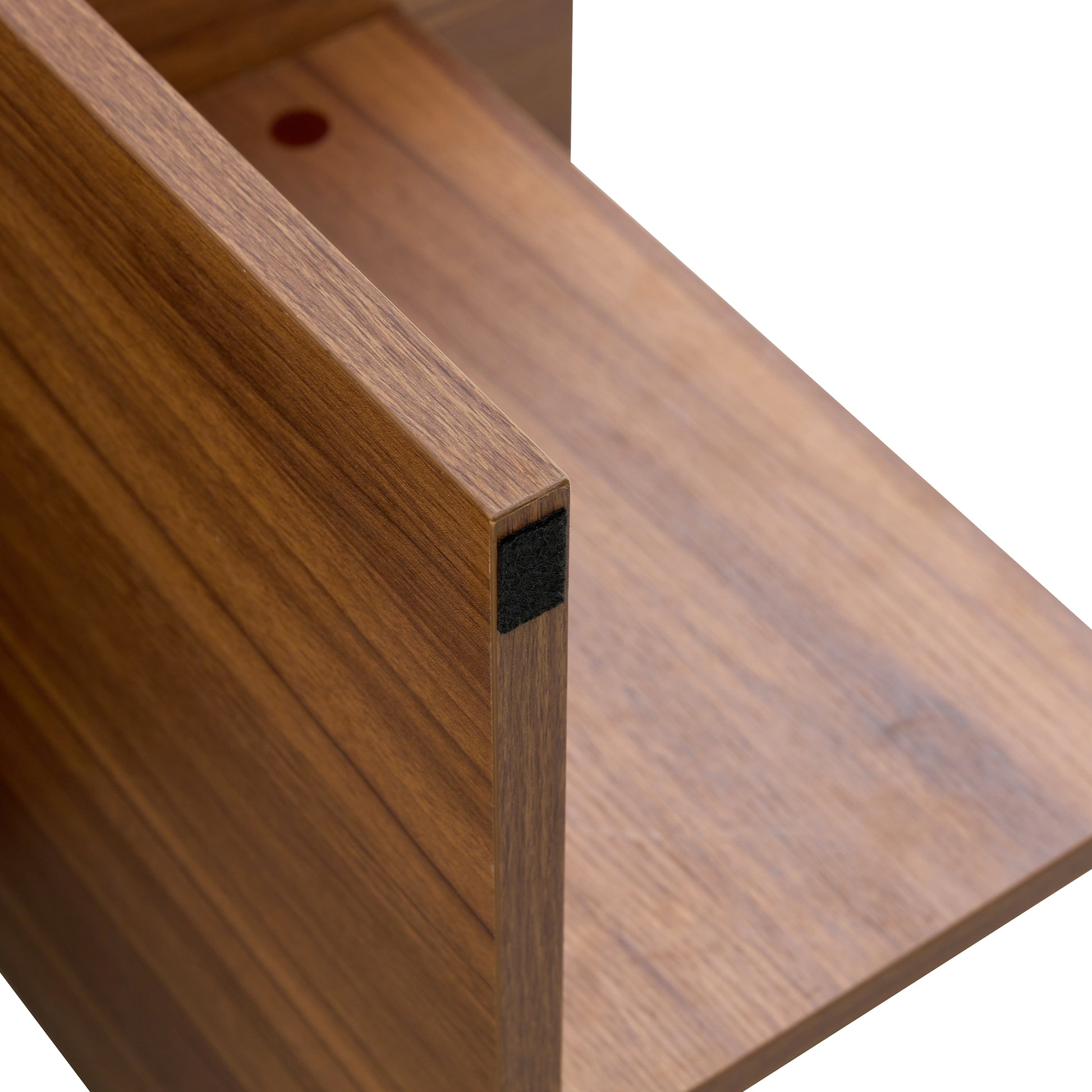 44.8 Inch Walnut Wood Grain Mdf Coffee Table Modern Luxury, Stable Triangular Support.The Coffee Table Is Made Of Medium Density Fiberboard Material And Is Suitable For Living Rooms, Bedrooms,Etc.