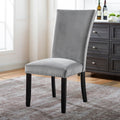 Attractive Set Of 2Pc Side Chairs Dining Room Furniture Gray Flannelette Seat Trim Kitchen Breakfast Black,Light Gray Dining Room Modern,Transitional Dining Chairs Rubberwood Solid Back Set Of 2