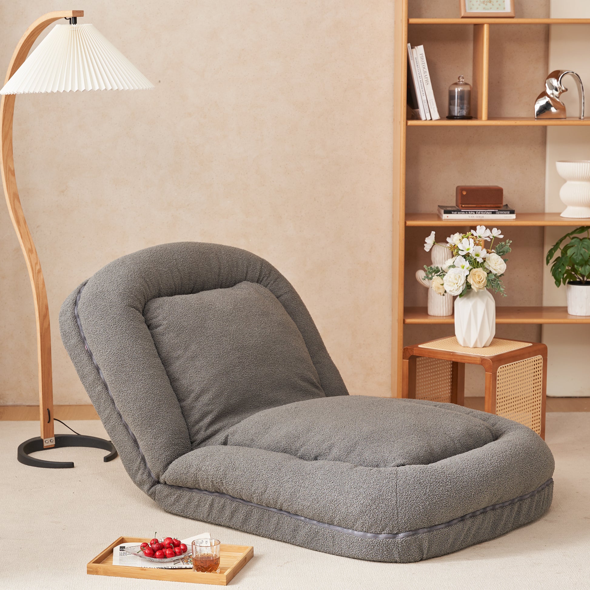 Triple Fold Down Sofa Bed,Gy Grey Metal Cotton Metal