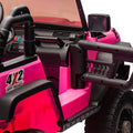 24V Two Seater Kids Ride On Truck Car W Parents Control,200W*2,Seat Width 20.28In,Four Wheel Suspension,Led Lights,Music,Mp3,Bluetooth,Two Independent Seat Belts,Suitable For Off Road For Kids Aged 3 Pink 100 149 Lbs Polypropylene