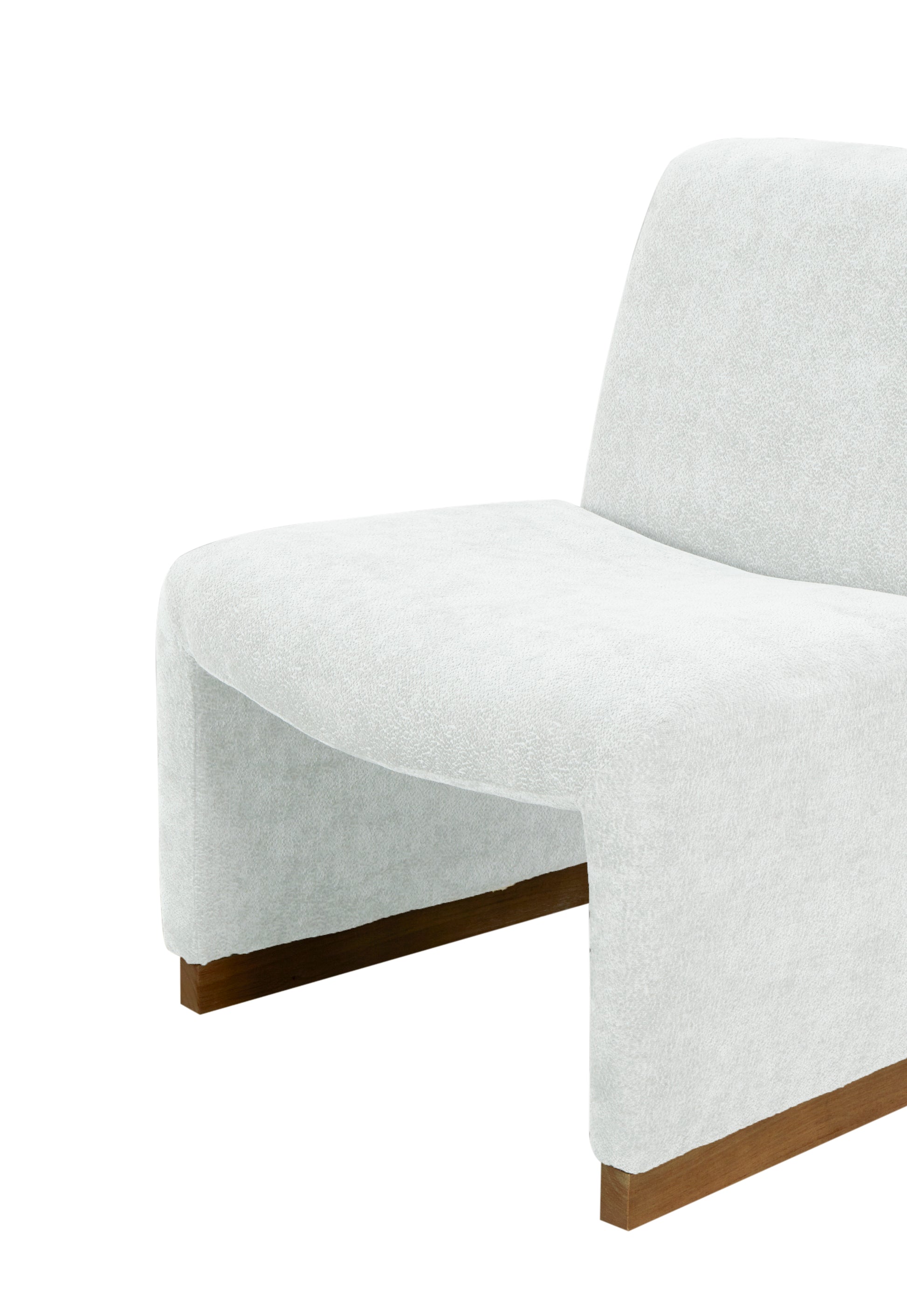 Comfy Accent Chair, Upholstered Slipper Chair, Armless Chair With Wood Legs And Soft Fabric For Living Room, Bedroom, White White Foam Wood Fabric