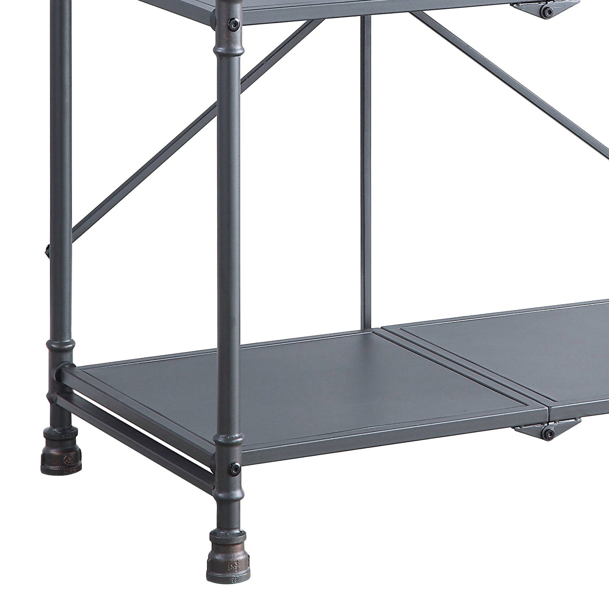 Sandy Black And Dark Bronze Hand Brushed 3 Tier Console Table Black Grey Primary Living Space Industrial,Rustic Shelves Rectangular Metal