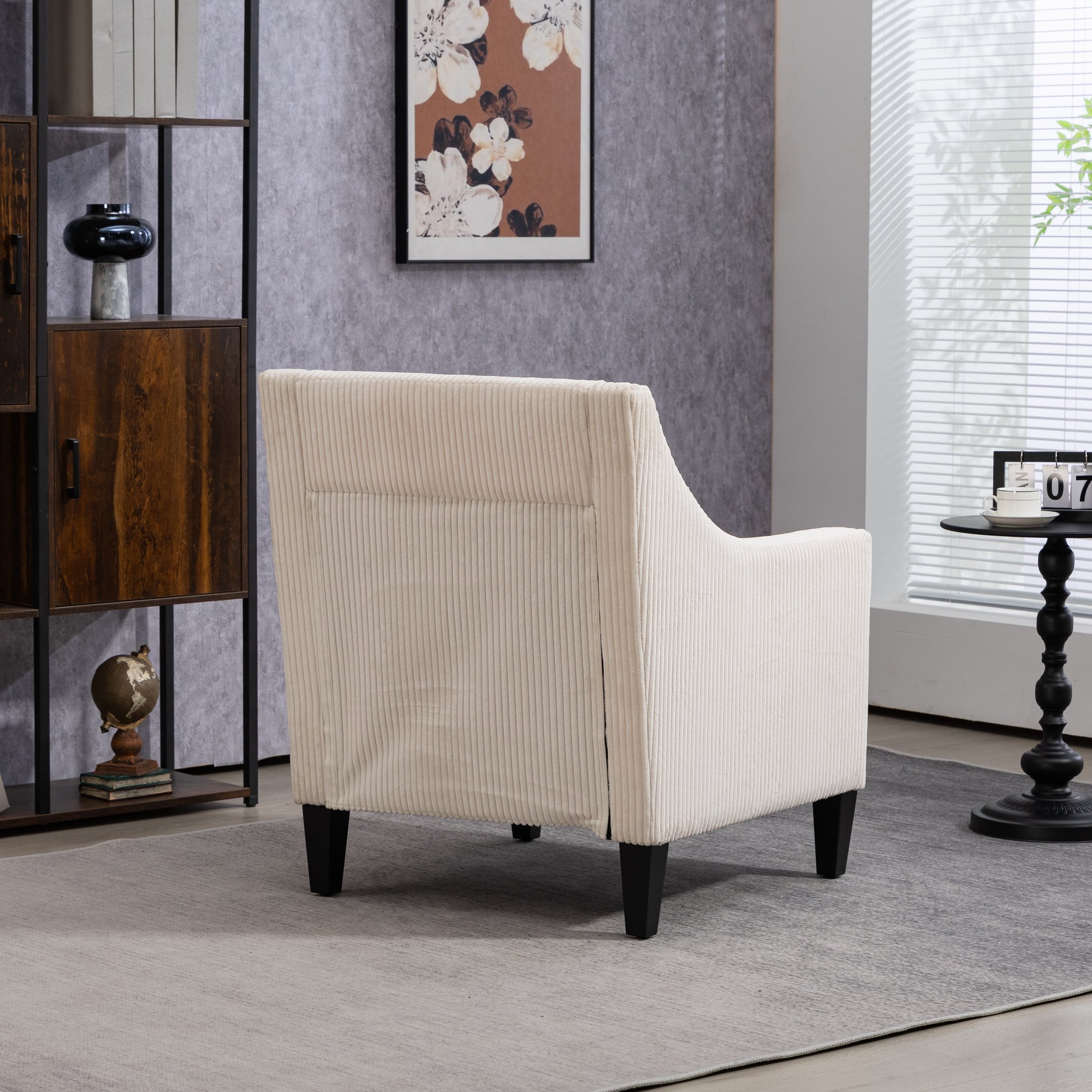 Coolmore Modern Accent Chair,Upholstered Armchair With Scooped Arms For Bedroom,Apartment,Studio,Office,Waiting Room Beige Corduroy Beige Primary Living Space Foam Corduroy