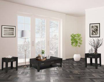 Bruno 3 Piece Ash Gray Wooden 48" Lift Top Coffee And End Table Set With Tempered Glass Top And Drawer Gray Mdf