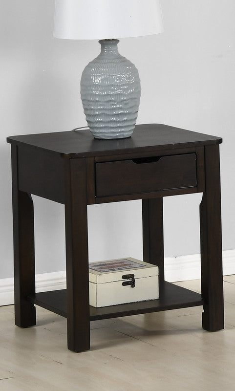 Flora 20" Dark Brown Mdf End Table With Drawer Dark Brown Mdf
