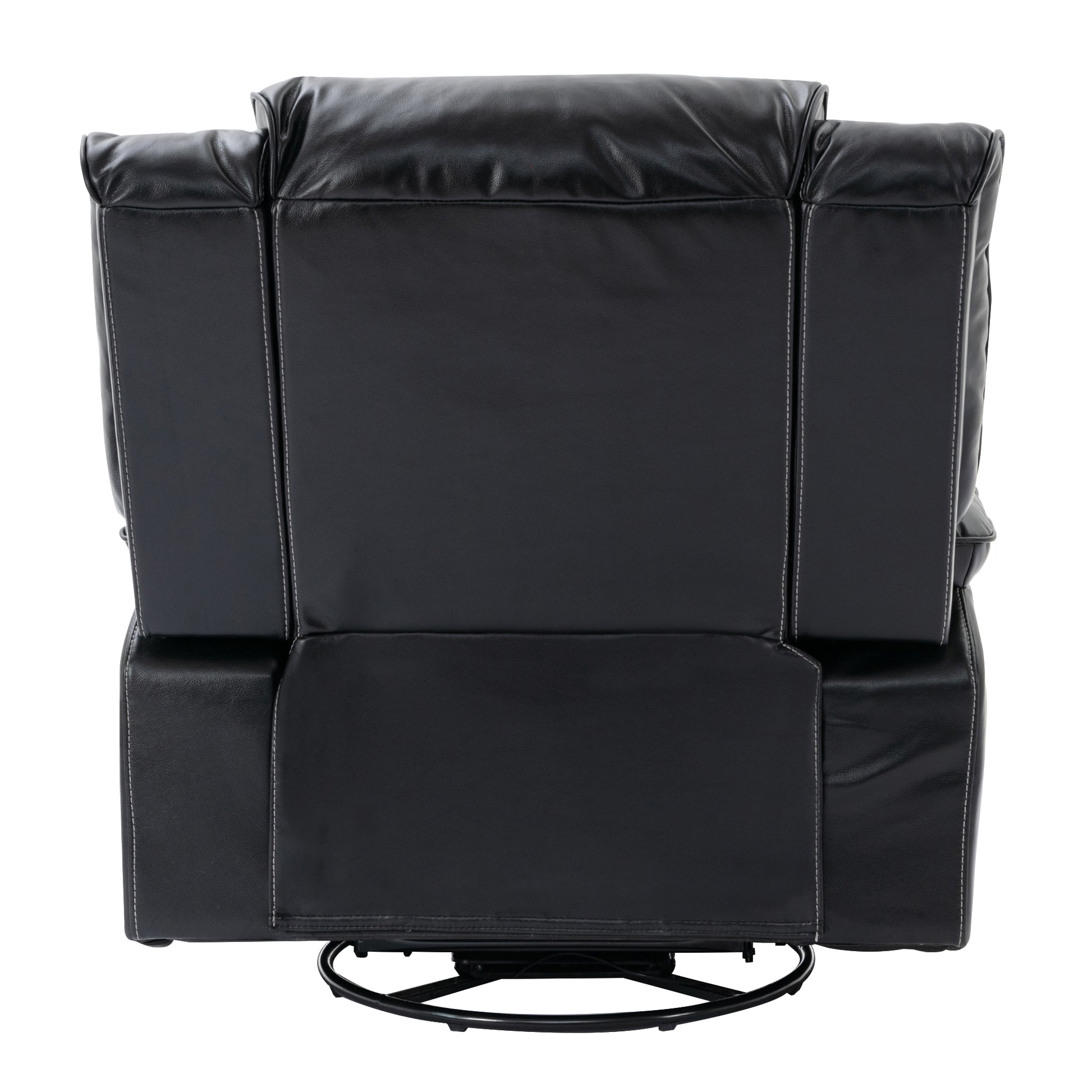 360 Swivel And Rocking Home Theater Recliner Manual Recliner Chair With A Led Light Strip For Living Room,Bedroom, Black Black Foam Pu