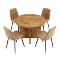 5 Piece Round Dining Table Set, Modern Round Table And 4 Upholstered Chairs For Dining Room, Kitchen Room, Living Room, Easy Assembly Metal Brown Black Dining Room 42 Inches Farmhouse,Mid Century Modern,Modern Round Round Mdf Dining Table With Chair Mdf