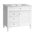 36'' Bathroom Vanity With Top Sink, Modern Bathroom Storage Cabinet With 2 Drawers And A Tip Out Drawer, Single Sink Bathroom Vanity White Bathroom Solid Wood Mdf Ceramic,Solid Wood Mdf