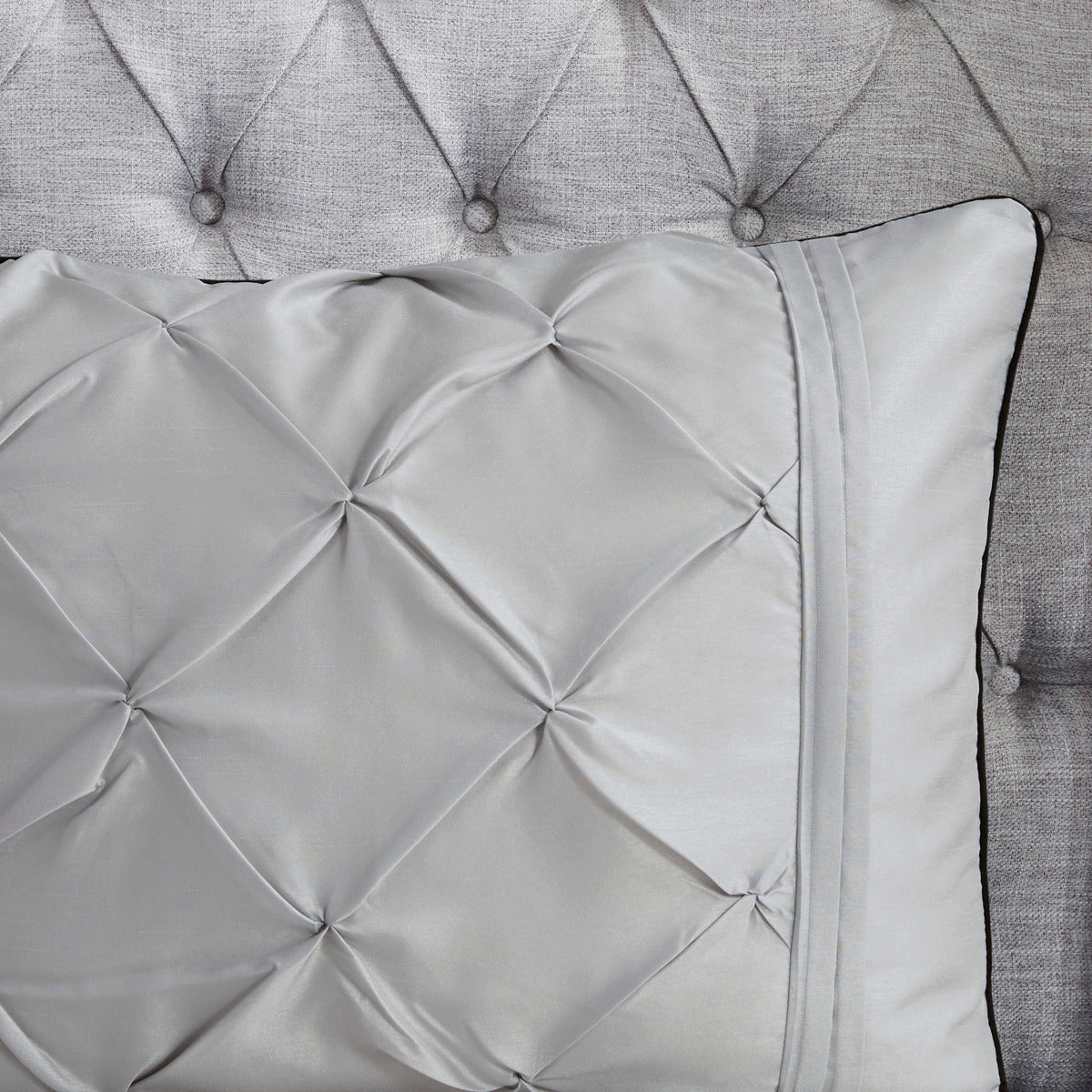 7 Piece Tufted Comforter Set Grey Full Full Grey Polyester