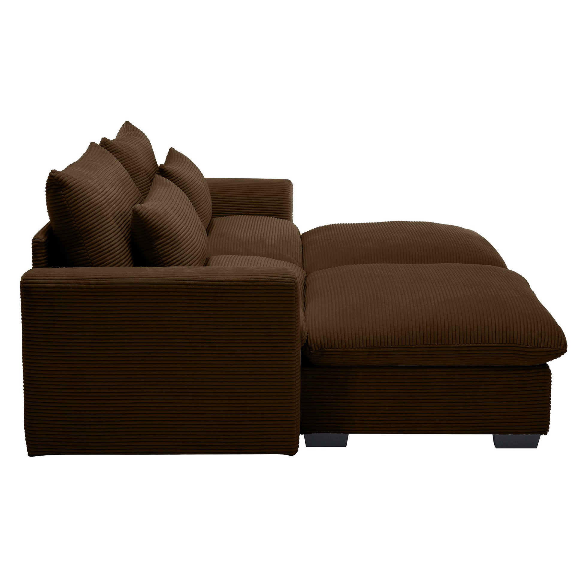 Corduroy Two Seater Sofa With 2 Storage Footrest, 2 Seater Sectional Deep Seat Sofa,Comfy Couches For Living Room ,Brown Sofa Brown Corduroy 2 Seat