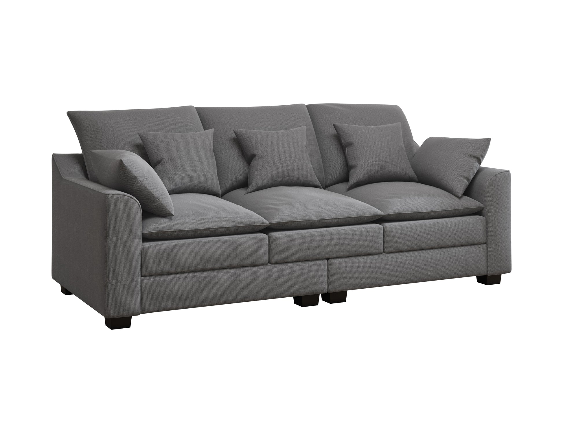 78.7" Sofa Couch 3 Seater Sofa With Pillows Polyester Upholstery Duck Down Filled Cushion Sofa For Living Room Apartment,Grey Grey Polyester Wood Primary Living Space Soft Cushion Back Foam Polyester 3 Seat