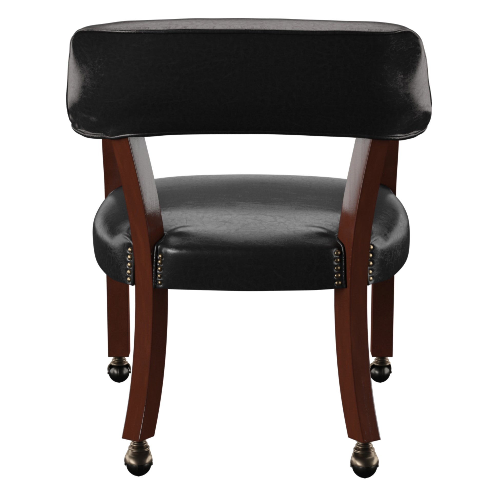 Tournament Arm Chair With Casters Medium Cherry Black Faux Leather