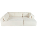 Modern Large Modular Sectional Sofa For Living Room, Bedroom, Salon, 3 Piece Free Combination Beige Polyester 3 Seat