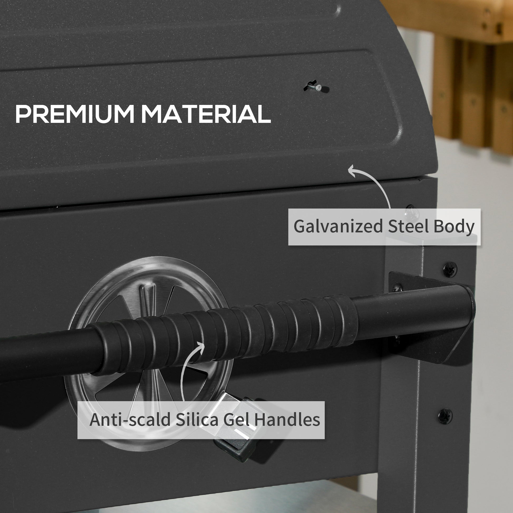 Outsunny Charcoal Bbq Grill With 235 Sq.In. Cooking Area, Tabletop Outdoor Barbecue With Ash Catcher And Built In Thermometer For Patio, Backyard, Camping, Picnic, Black Black Steel